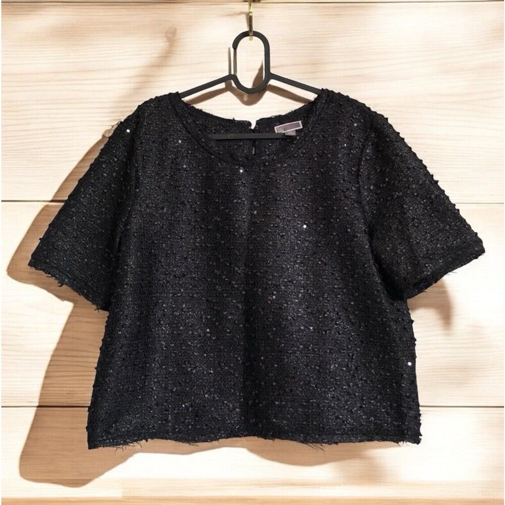 Chelsea 28 sequin crop top Women's Size L Large Dressy Work Party Blouse